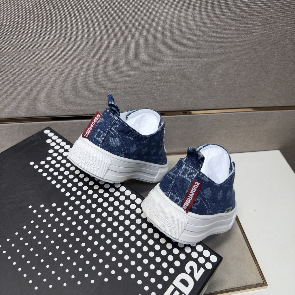 Dsquared2 Navy Blue Patterned Sneakers — back