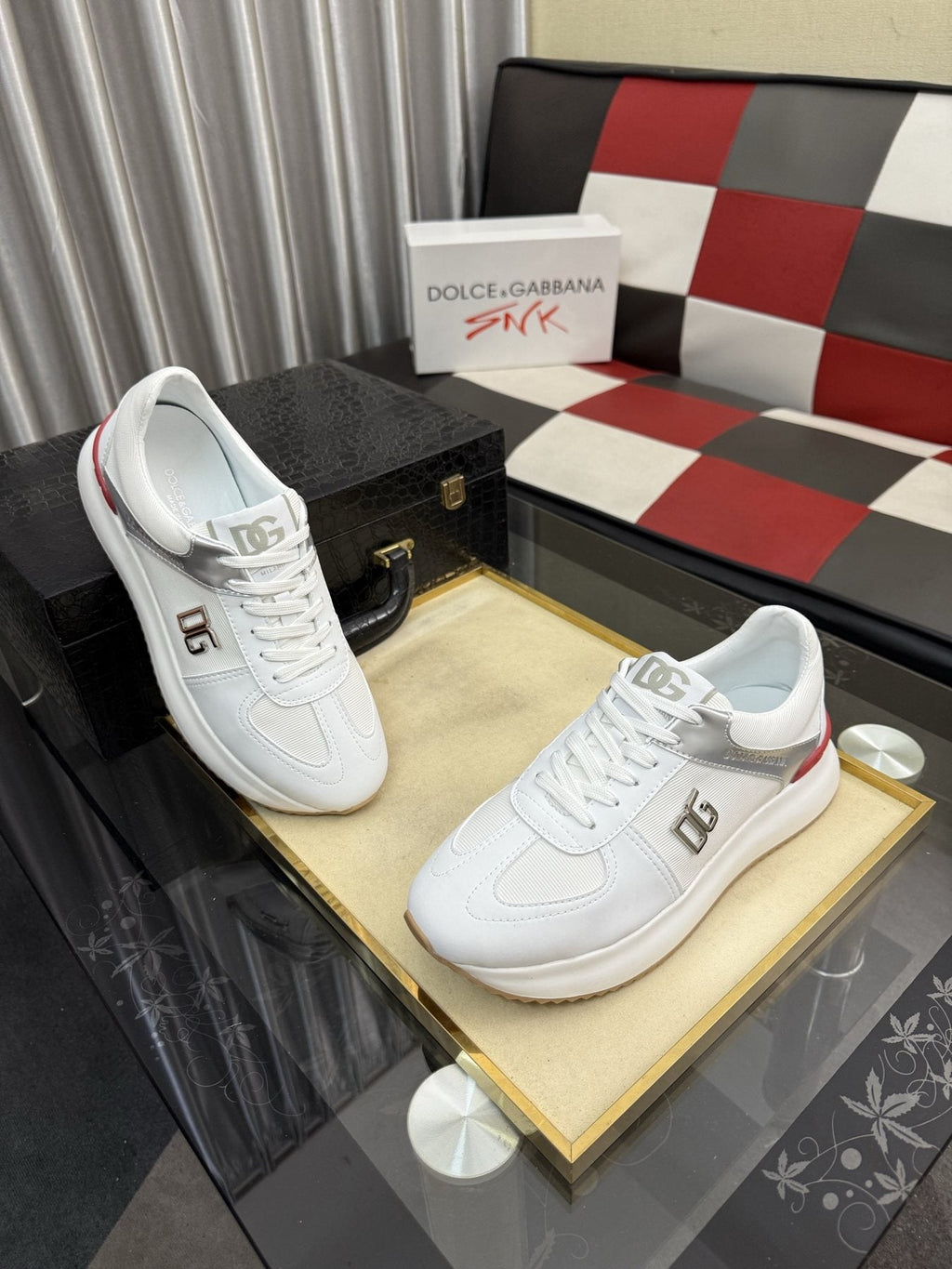 Dolce & Gabbana White Accent Low-Top Sneakers — side