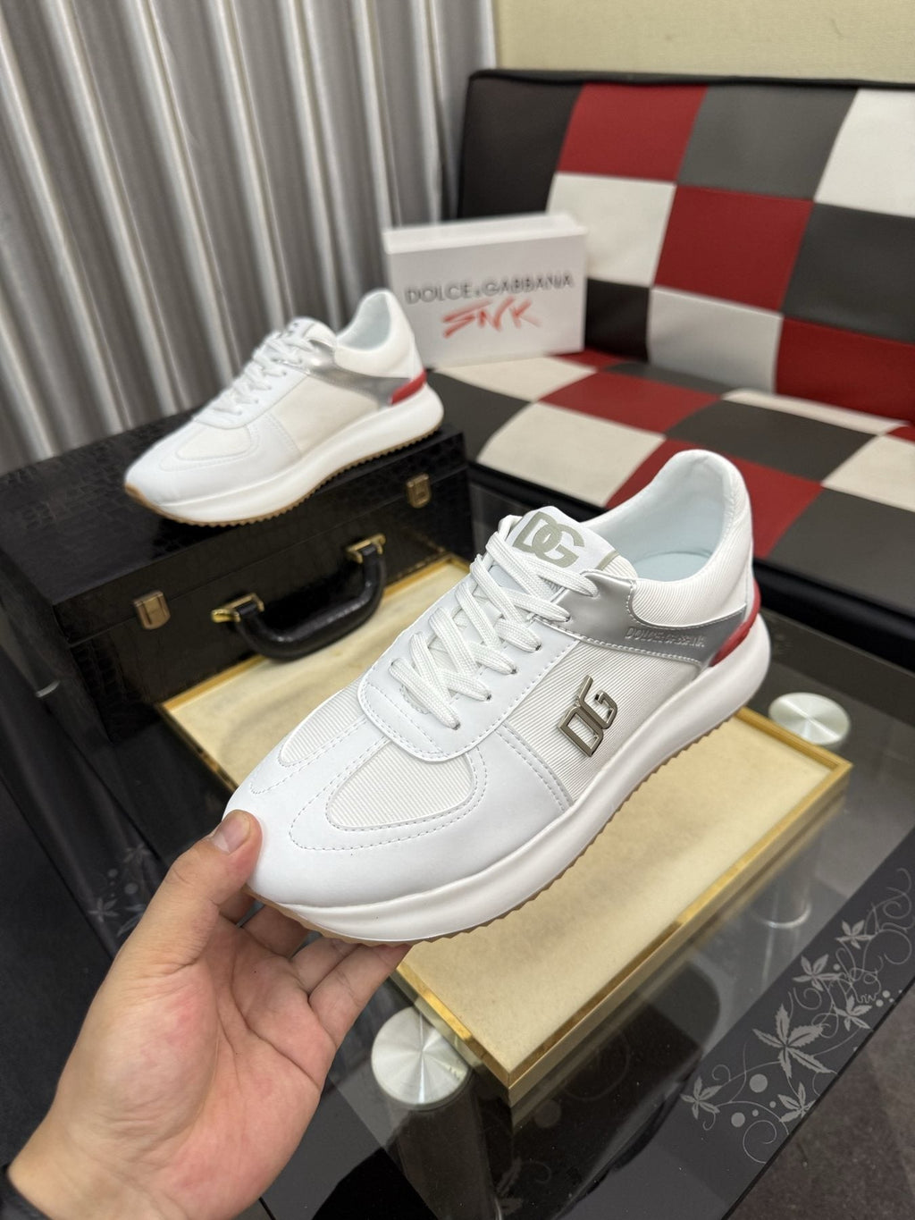 Dolce & Gabbana White Accent Low-Top Sneakers — side