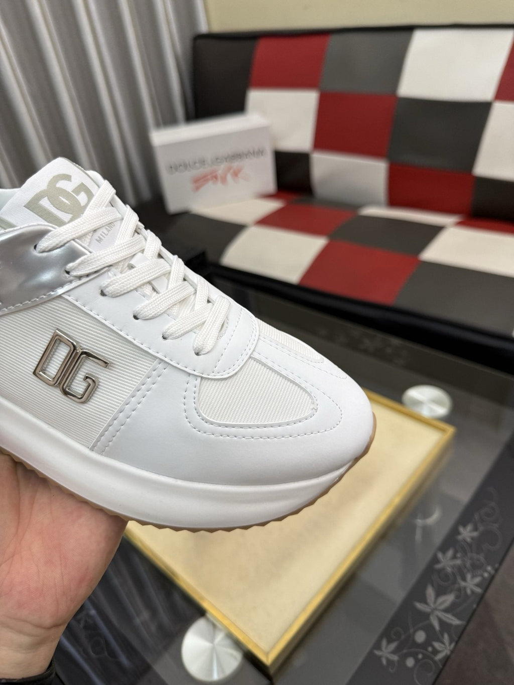 Dolce & Gabbana White Accent Low-Top Sneakers — detail