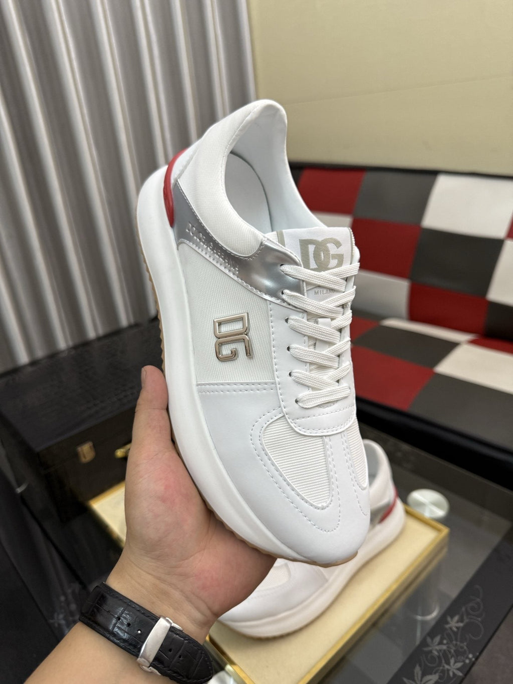 Dolce & Gabbana White Accent Low-Top Sneakers — hero