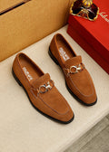 Ferragamo Brown Metal Hardware Loafers — hero