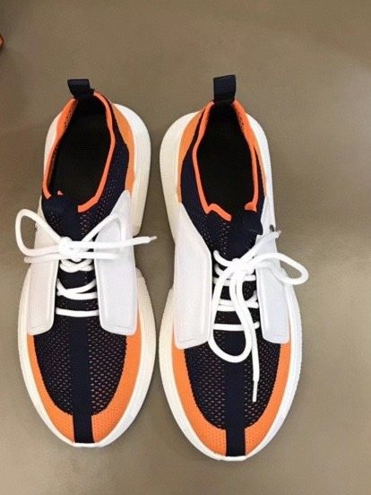 Black Orange & White Knit-Look Sneakers — hero