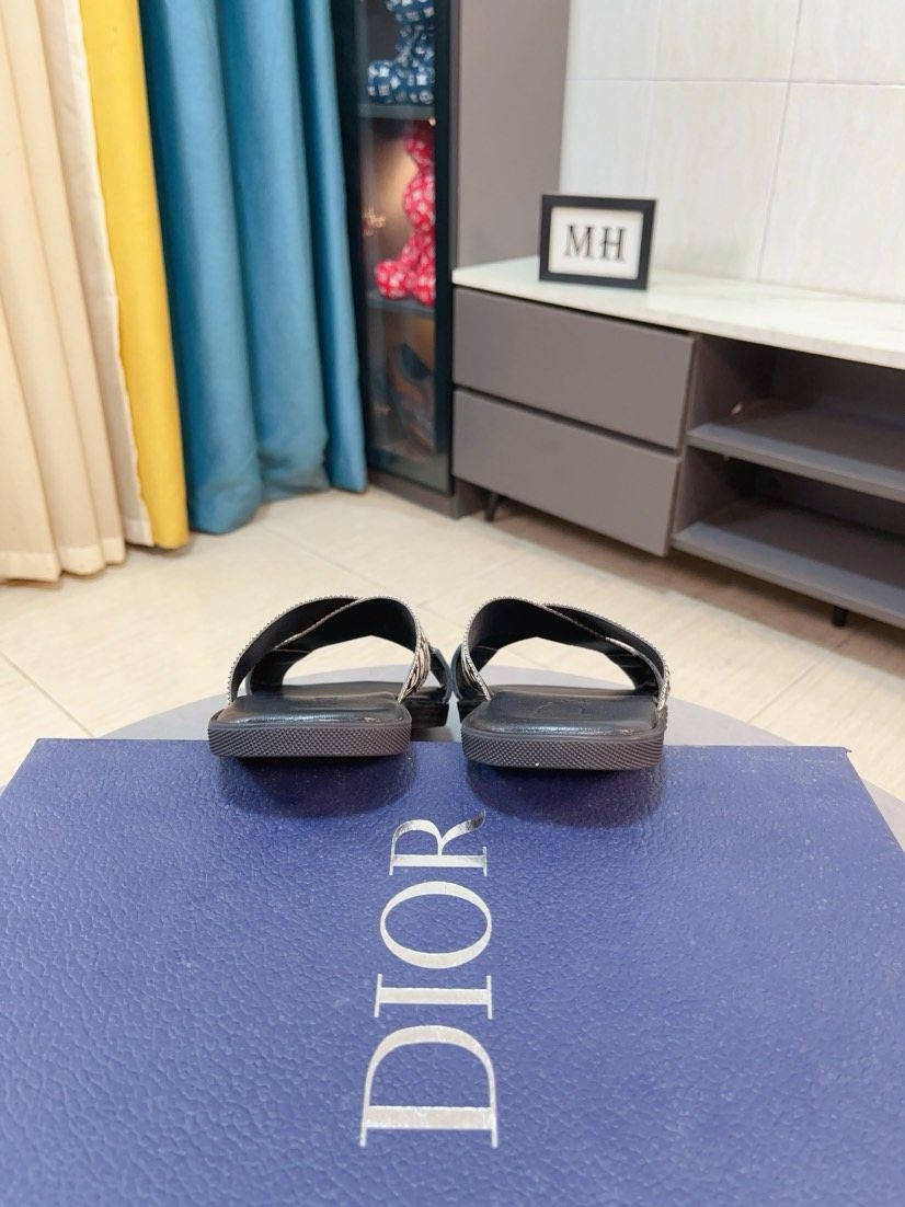 Dior Patterned Cross-Strap Slide Sandals — back