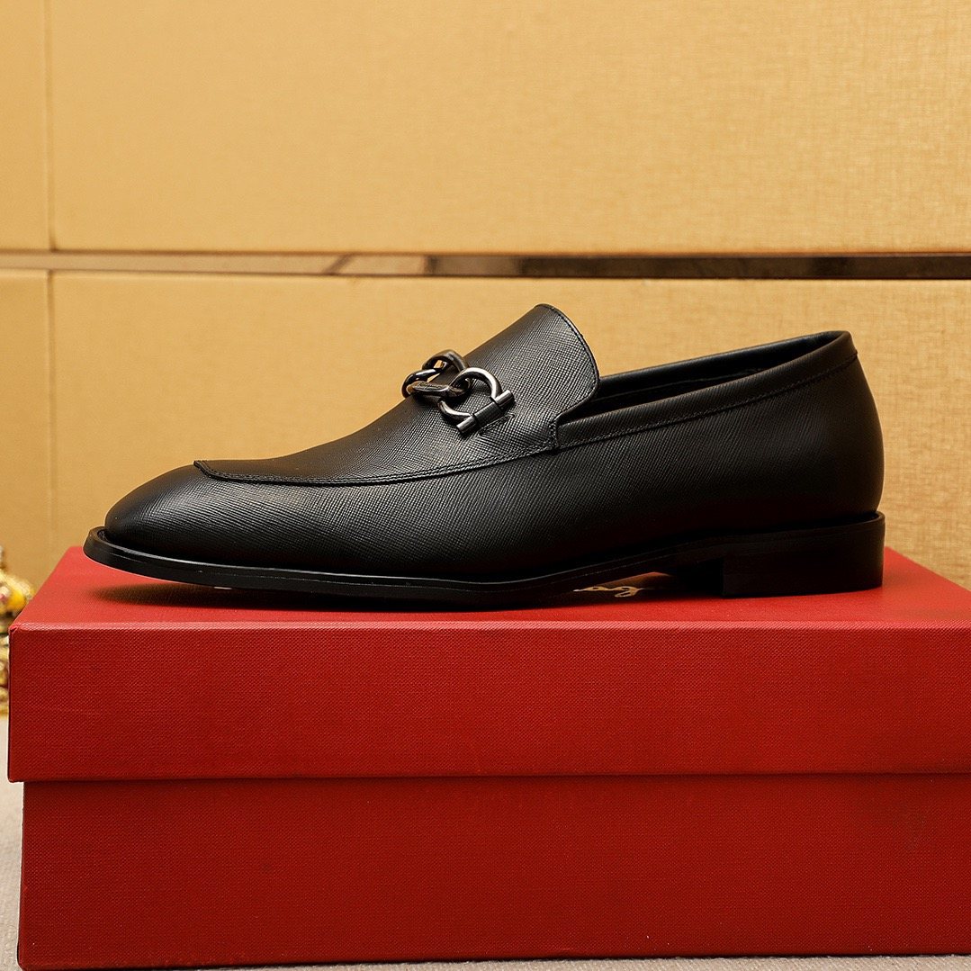Ferragamo Black Bit Loafers — side