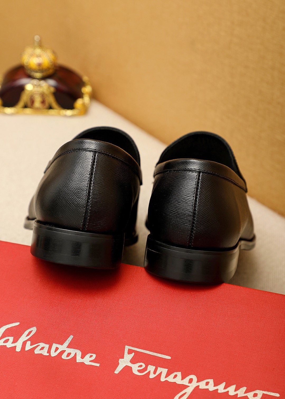 Ferragamo Black Bit Loafers — back