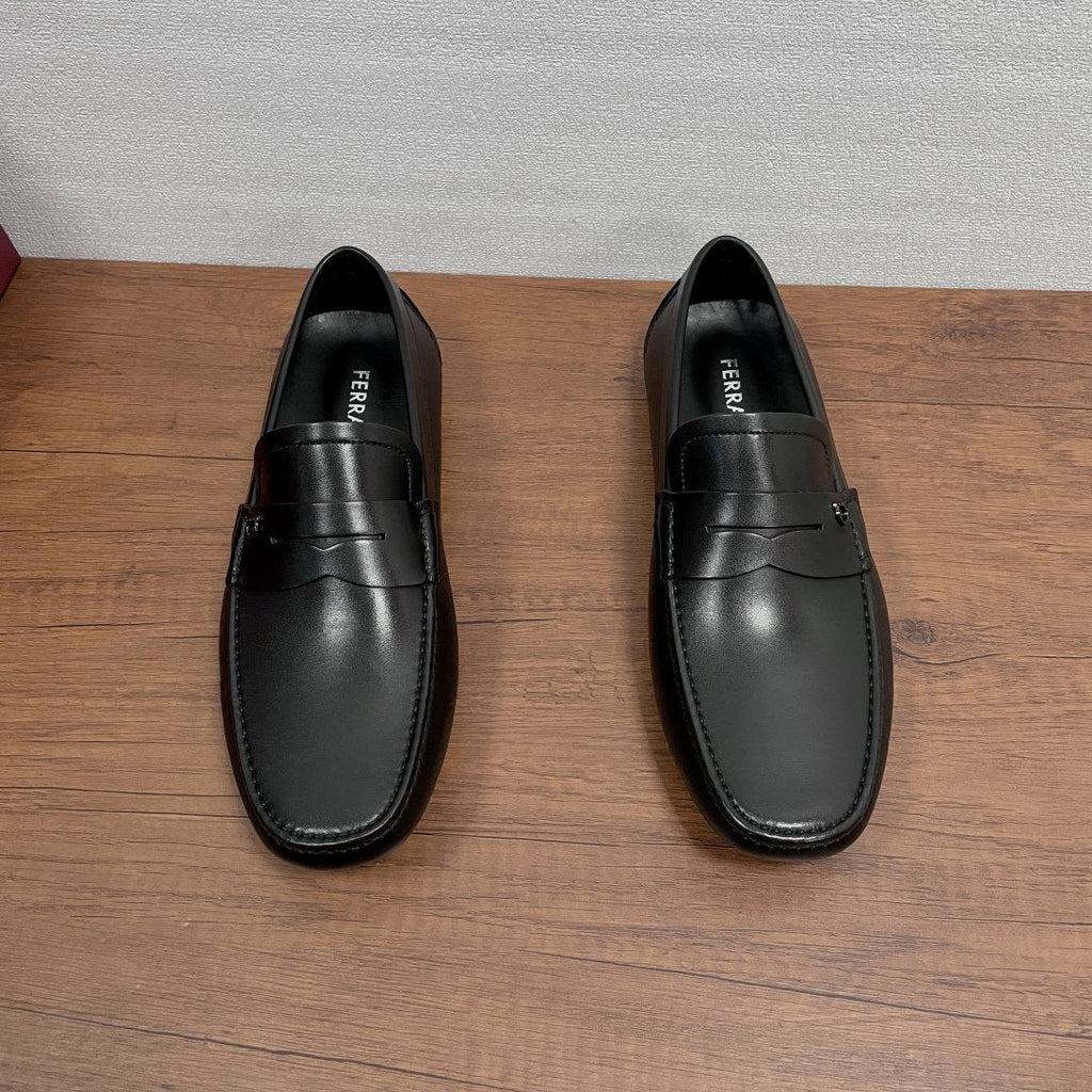 Ferragamo Black Leather Driving Shoes — hero