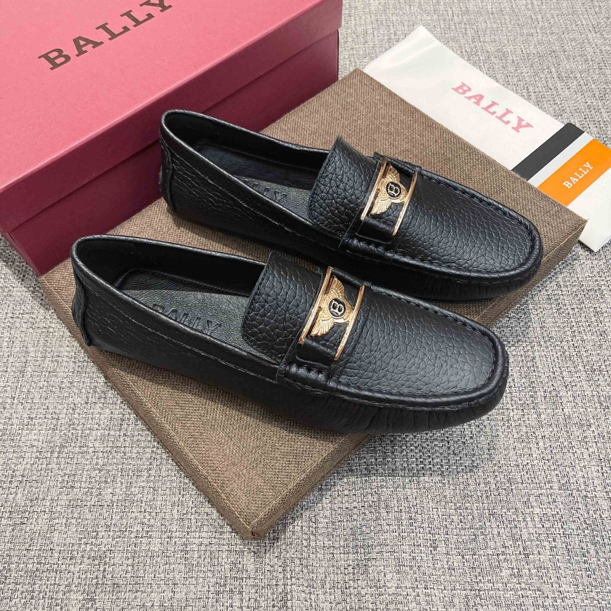Bally Black Textured Slip-On Loafers — front