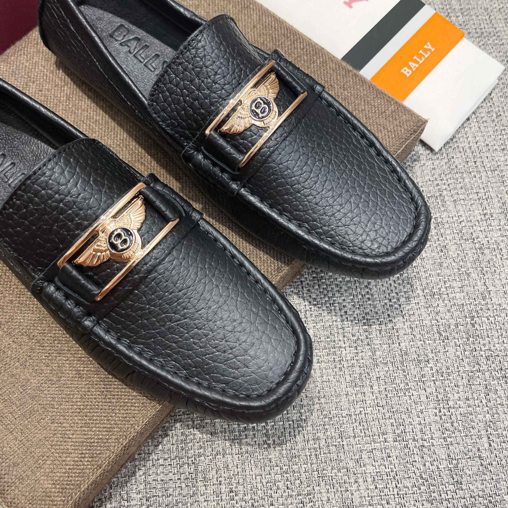 Bally Black Textured Slip-On Loafers — front