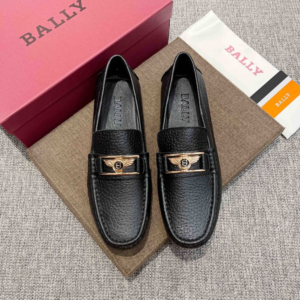 Bally Black Textured Slip-On Loafers — front