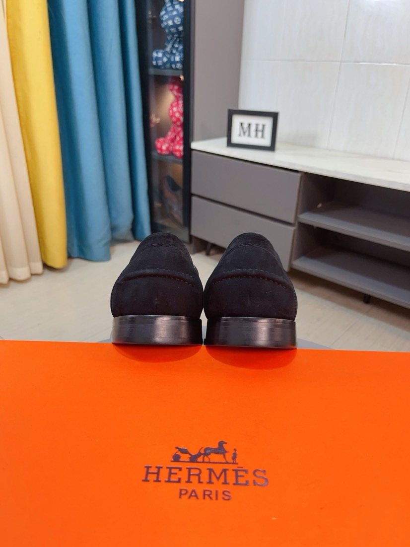 Hermès Black H-Hardware Loafers — back