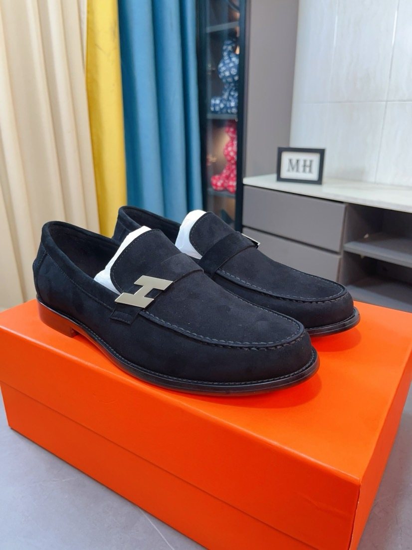 Hermès Black H-Hardware Loafers — hero