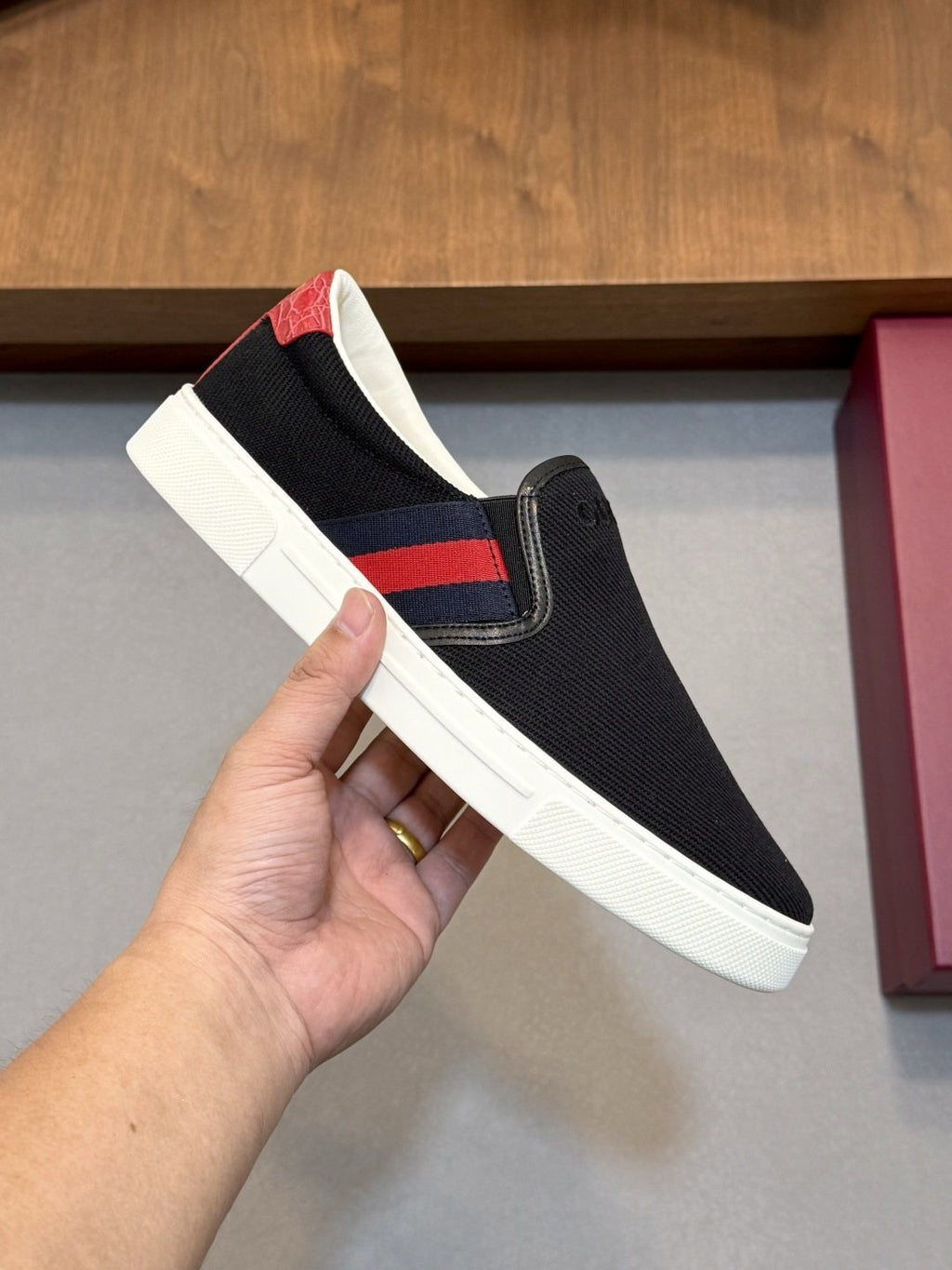 Gucci Web Stripe Slip-On Sneakers — side