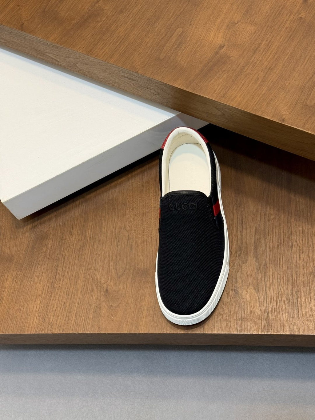 Gucci Web Stripe Slip-On Sneakers — side