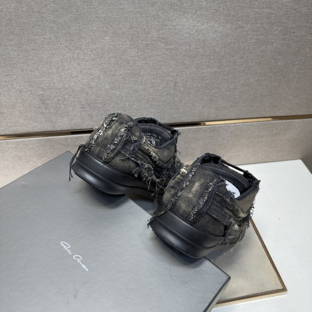 Black & Charcoal Distressed Low-Top Sneakers — back