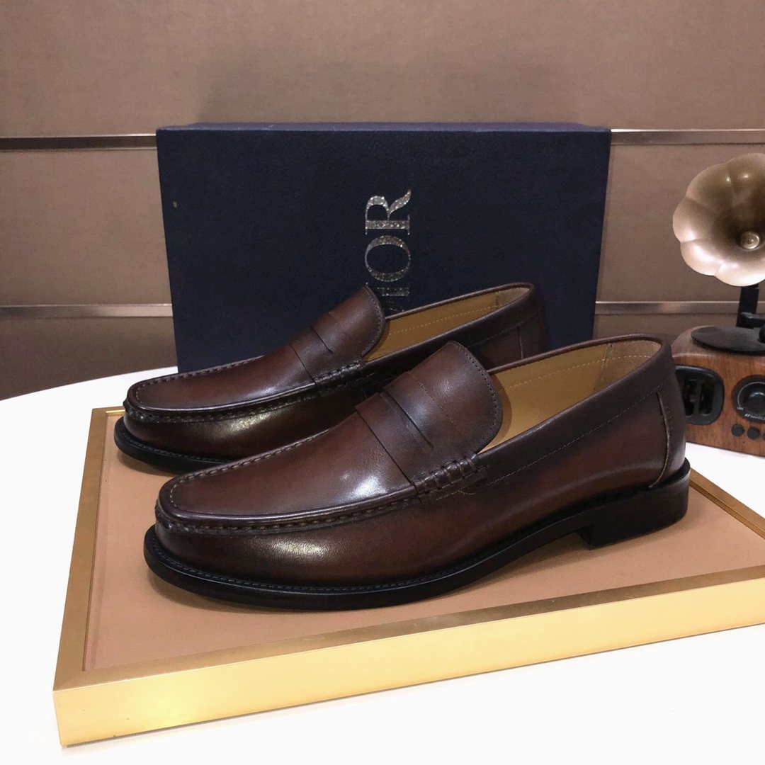 Dior Dark Brown Penny Loafers — front