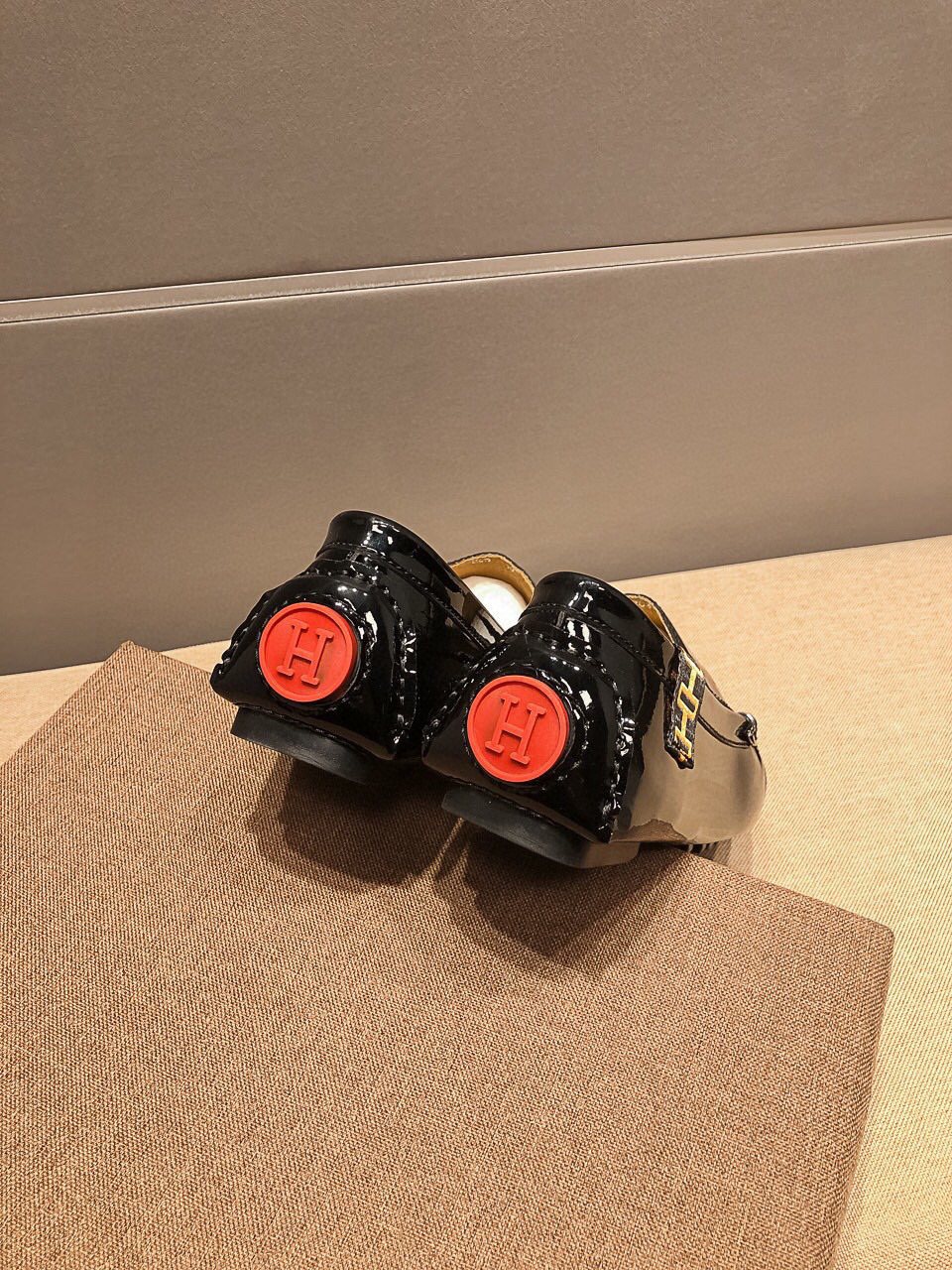 Hermès Black Glossy Hardware Loafers — back