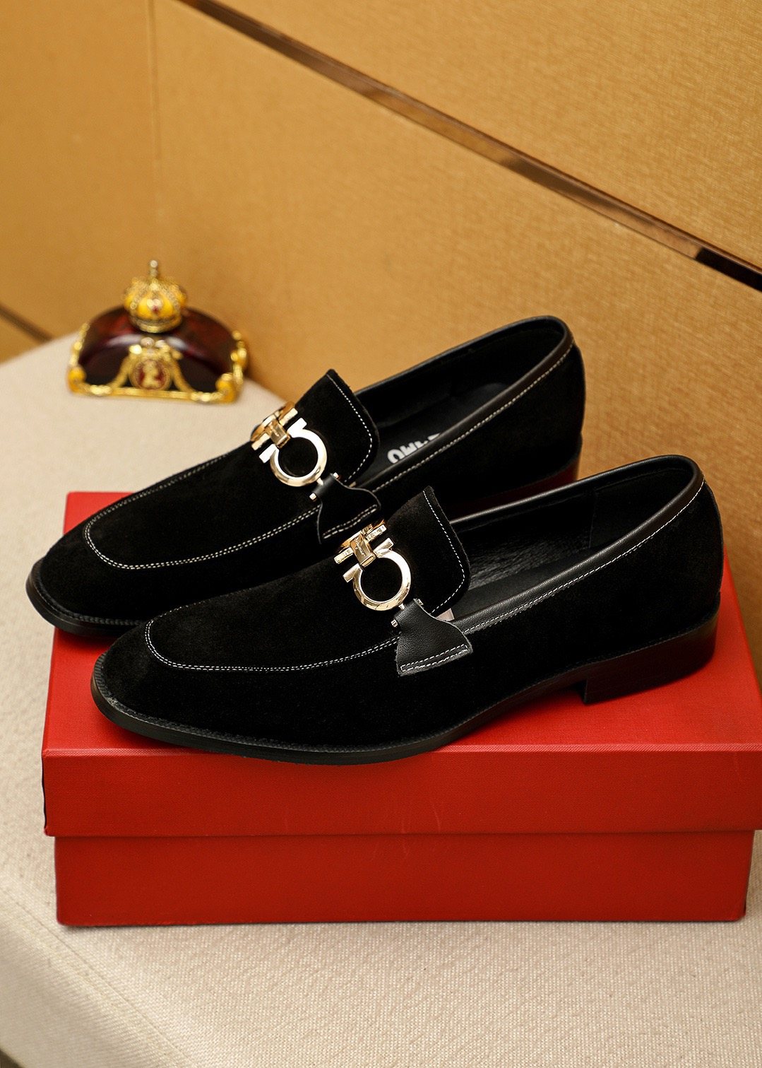 Ferragamo Black Metal-Accent Loafers — hero