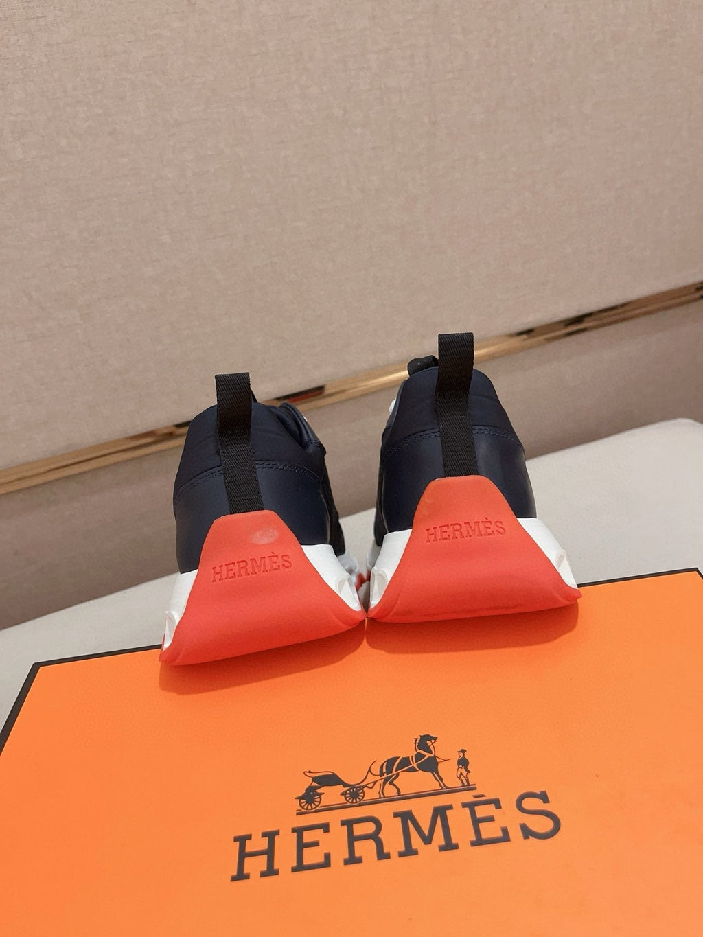 Hermès Navy & White Sneakers — back