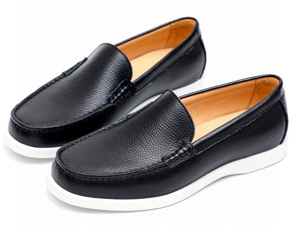 Dior Black Textured Leather Slip-On Loafers — hero