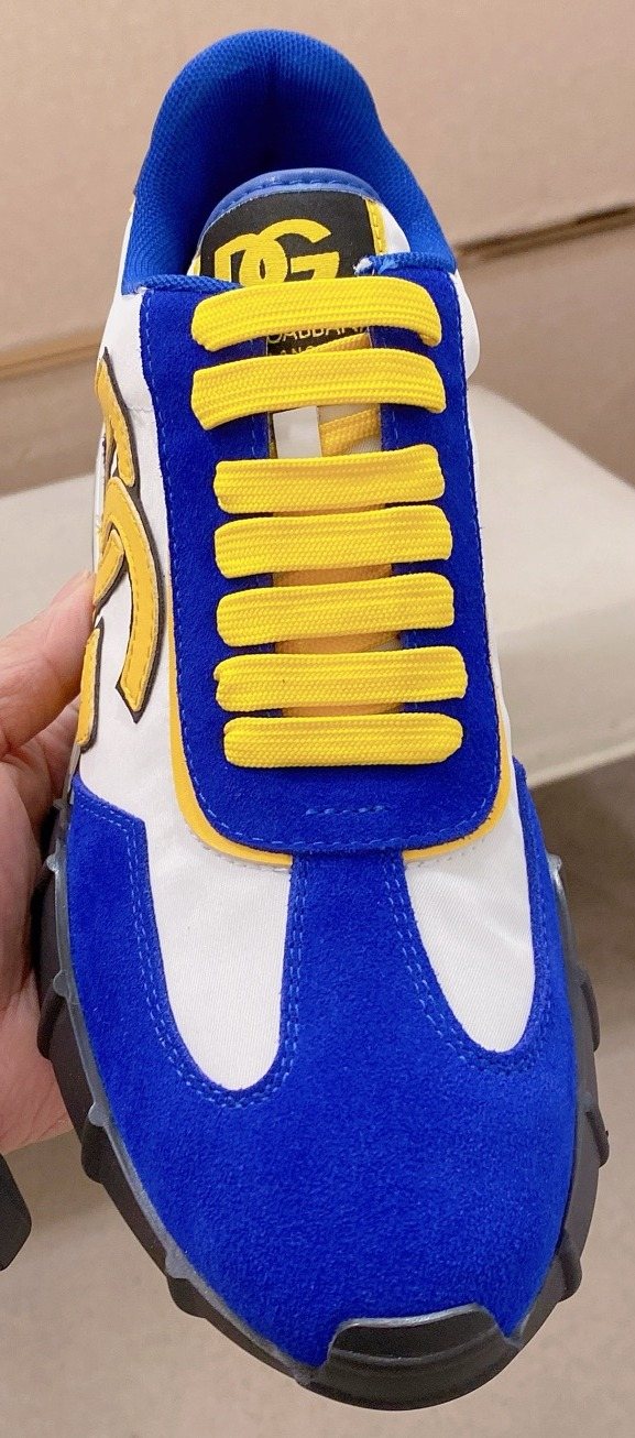 Dolce & Gabbana Blue and Yellow Sneakers — front