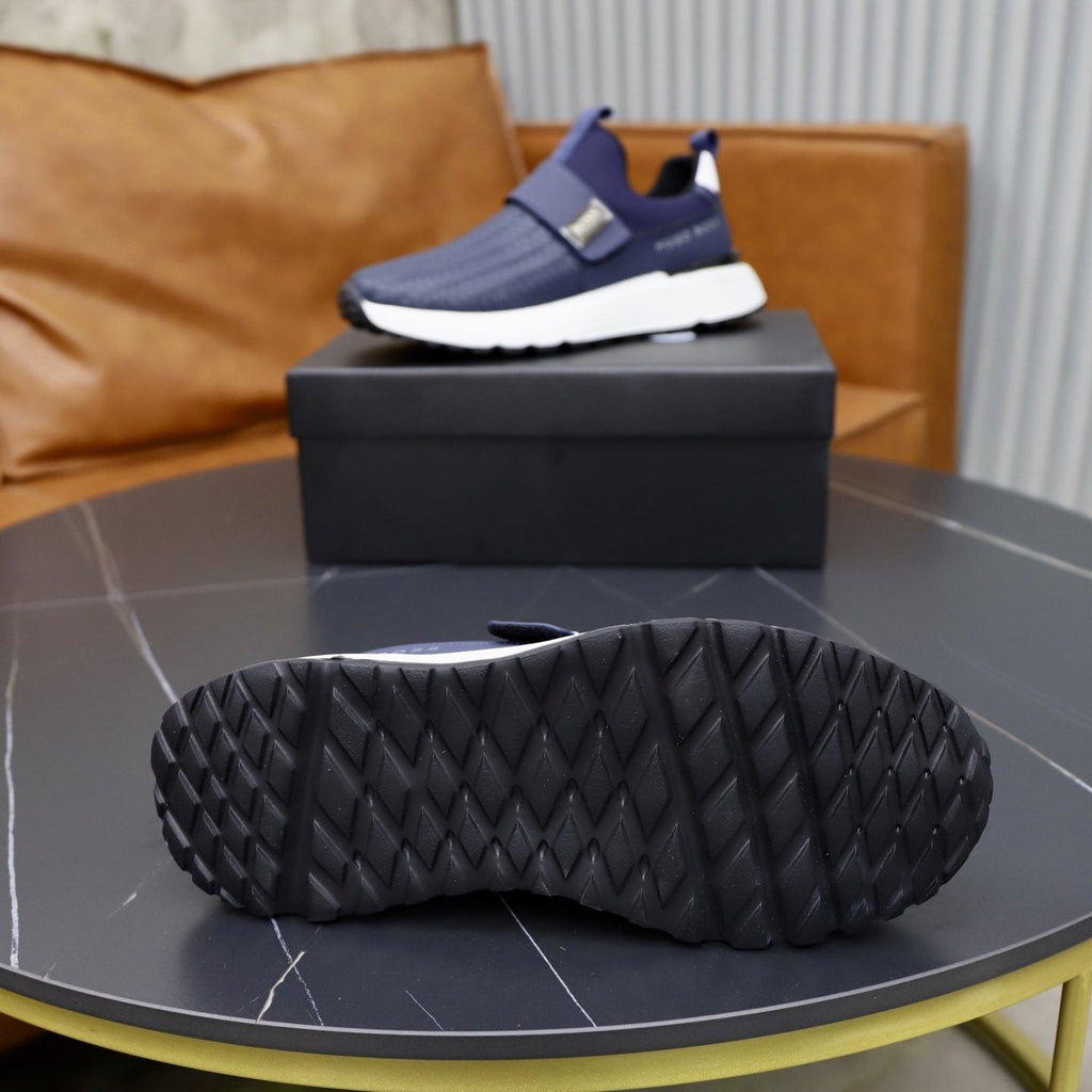BOSS Navy Textured Slip-On Sneakers — detail