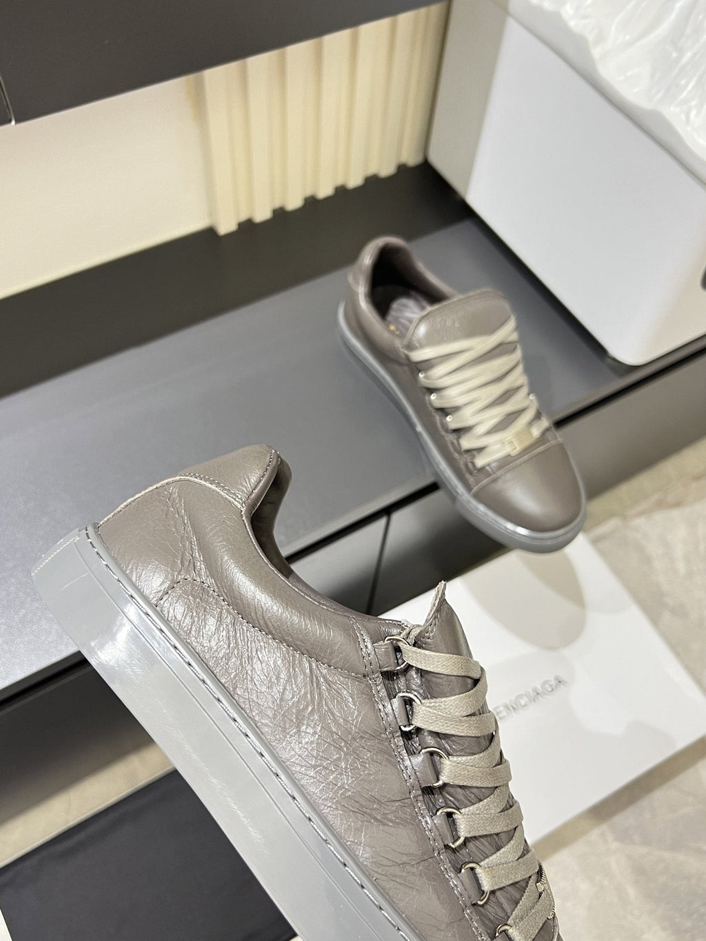 Balenciaga Taupe Gray Low-Top Sneakers — detail