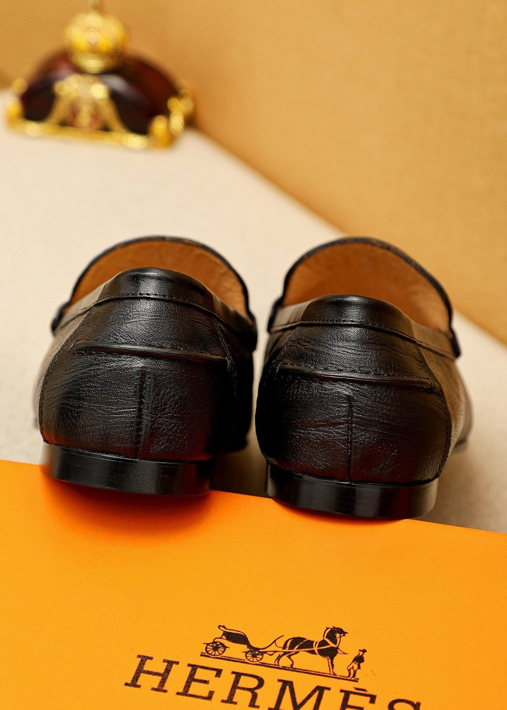 Hermès Black H-Hardware Loafers — back