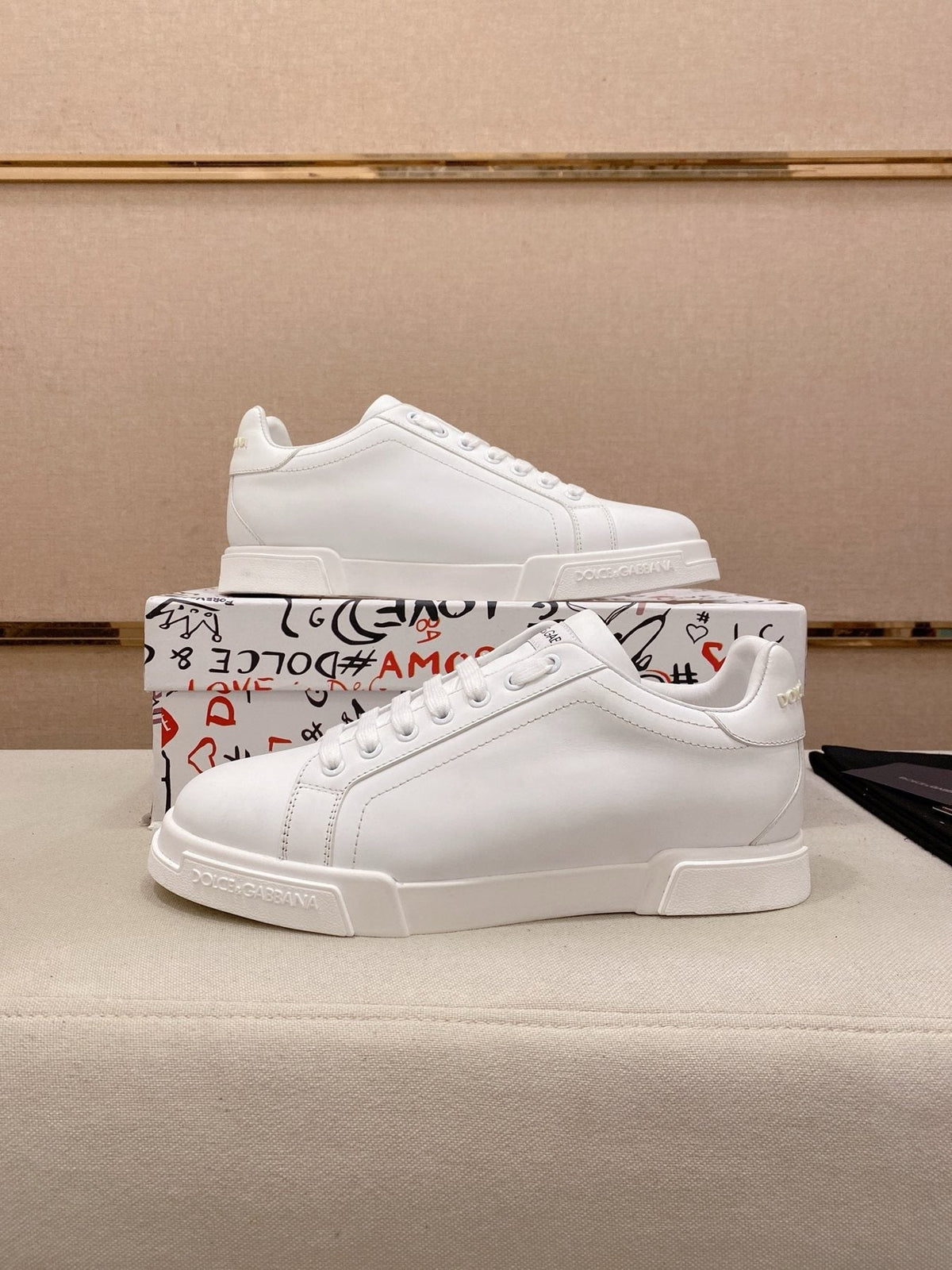 Dolce & Gabbana White Lace-Up Low-Top Sneakers — side