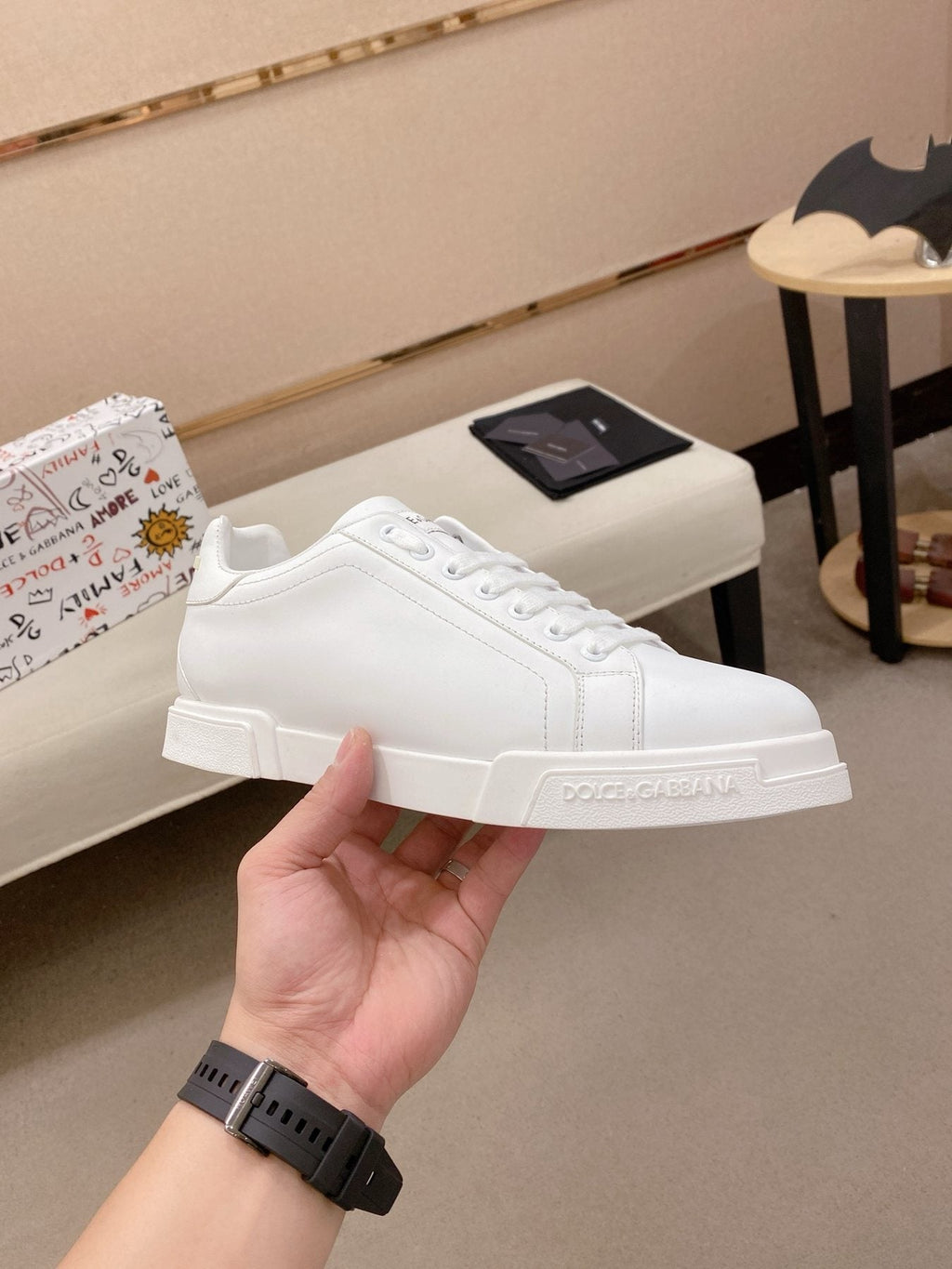 Dolce & Gabbana White Lace-Up Low-Top Sneakers — side
