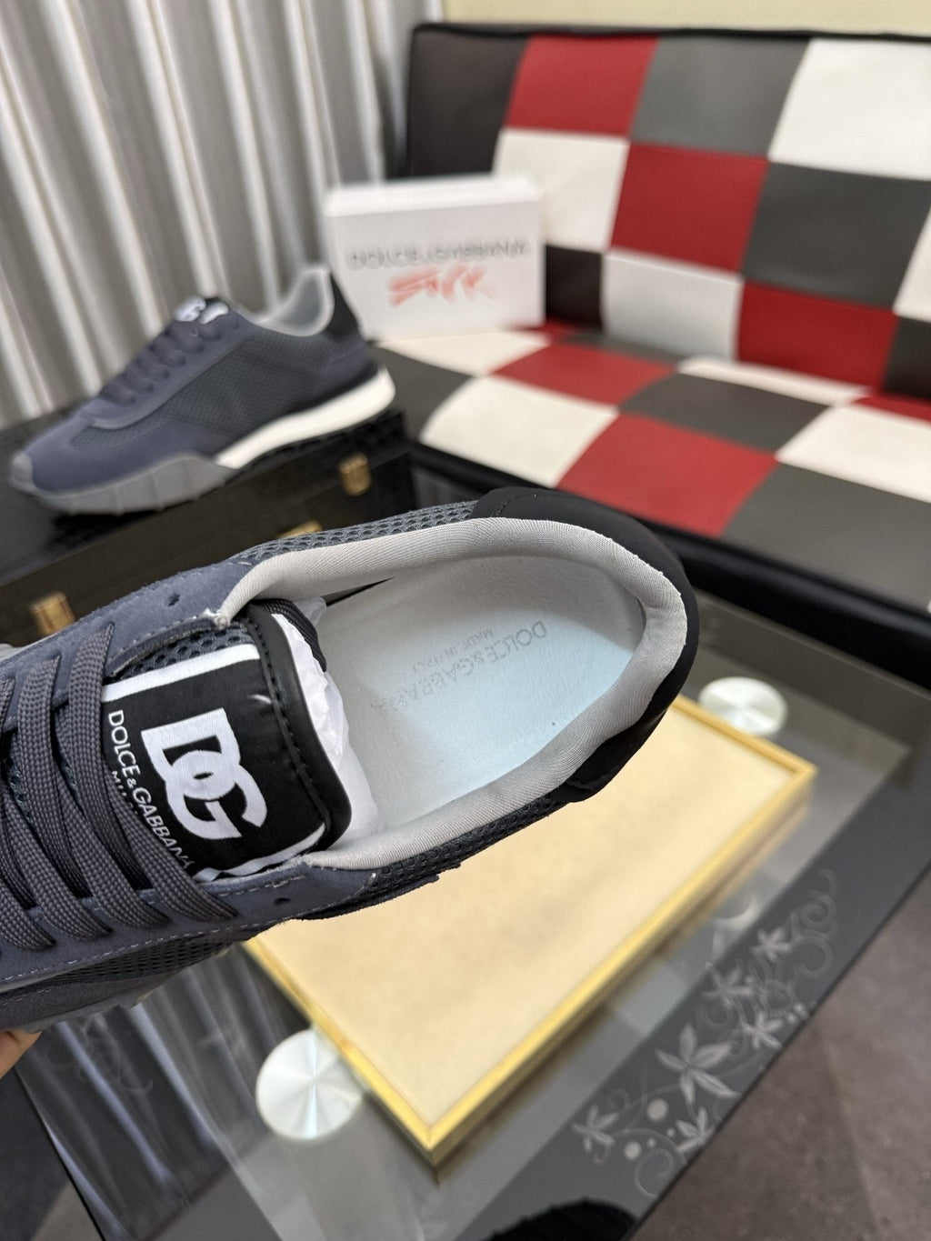 Dolce & Gabbana Slate Blue Low-Top Sneakers — detail
