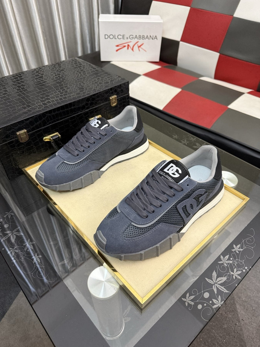 Dolce & Gabbana Slate Blue Low-Top Sneakers — front