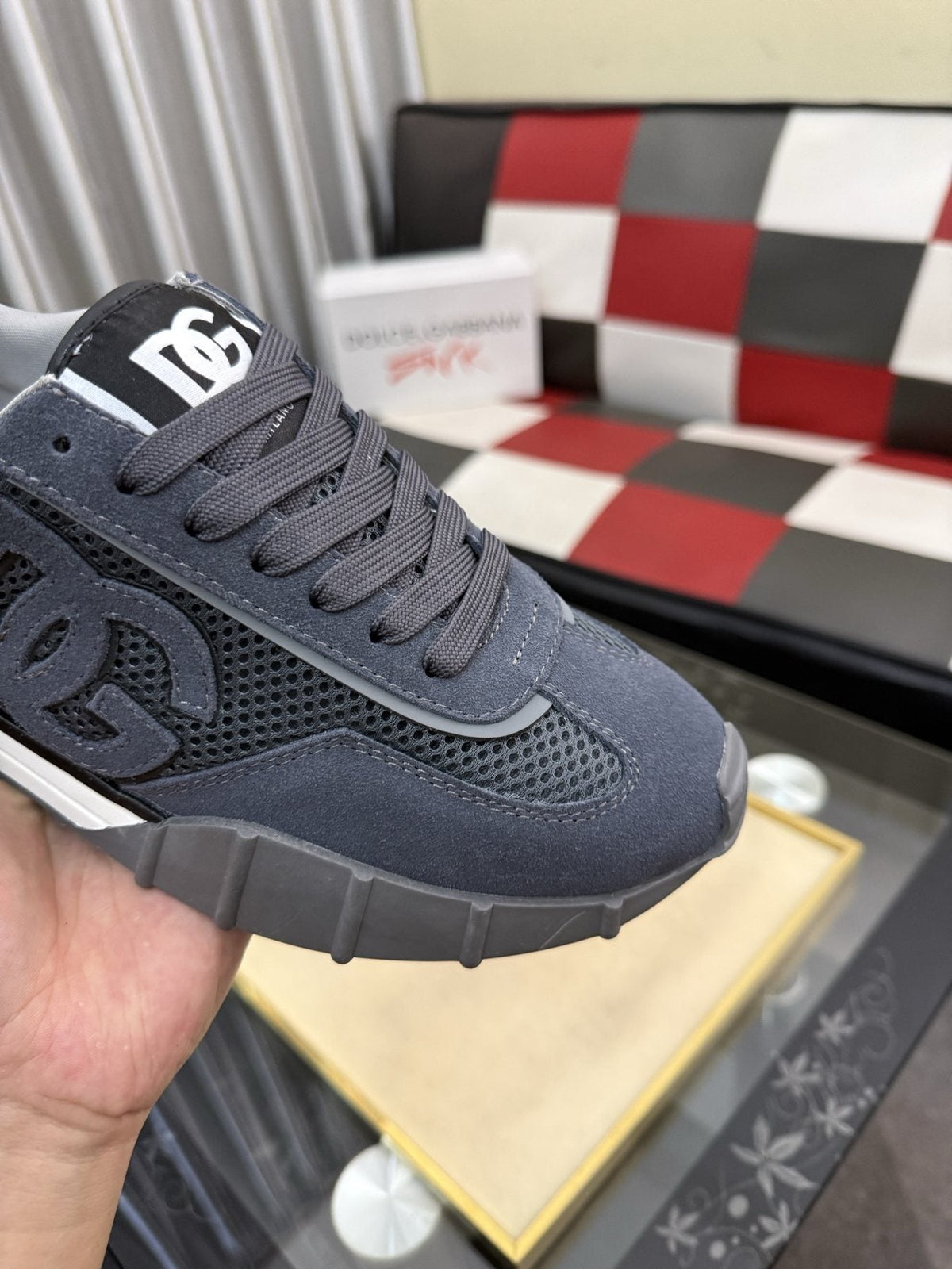 Dolce & Gabbana Slate Blue Low-Top Sneakers — detail