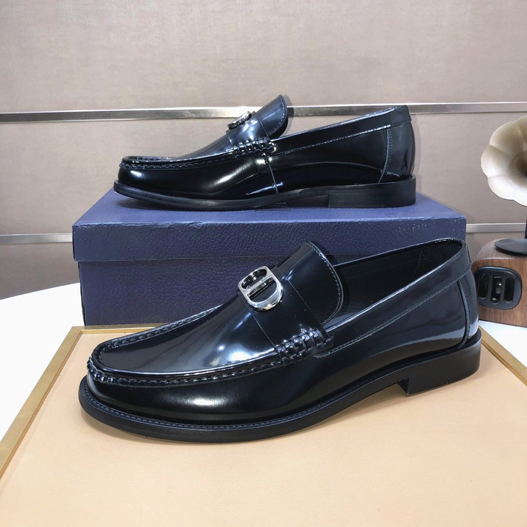 Dior Black Buckle Loafers — side