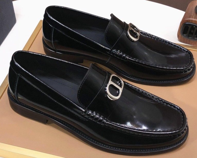 Dior Black Buckle Loafers — front