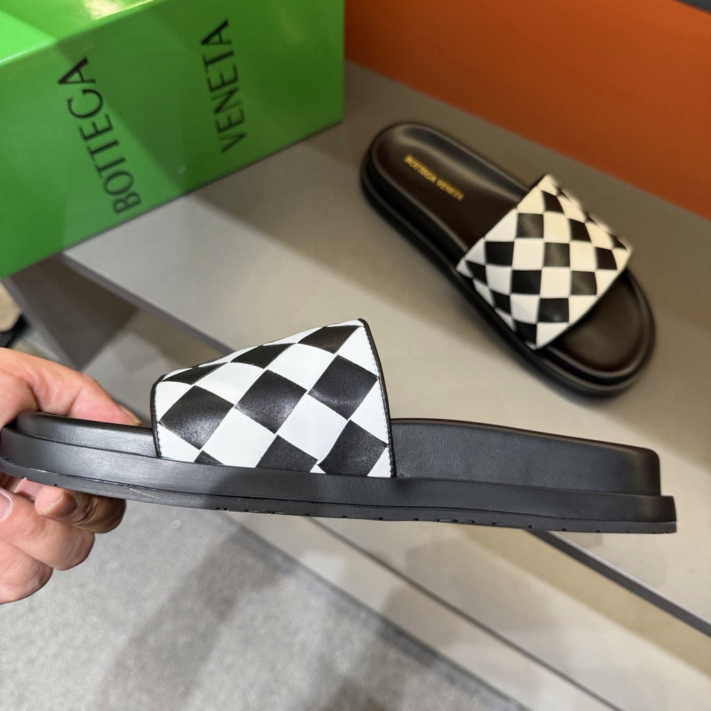 Bottega Veneta Checkerboard Slide Sandals — side