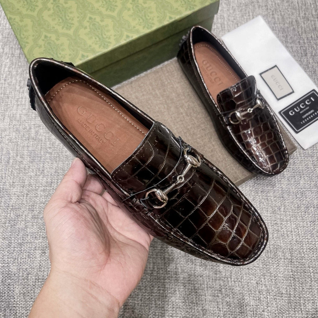 Gucci Dark Brown Horsebit Loafers — detail