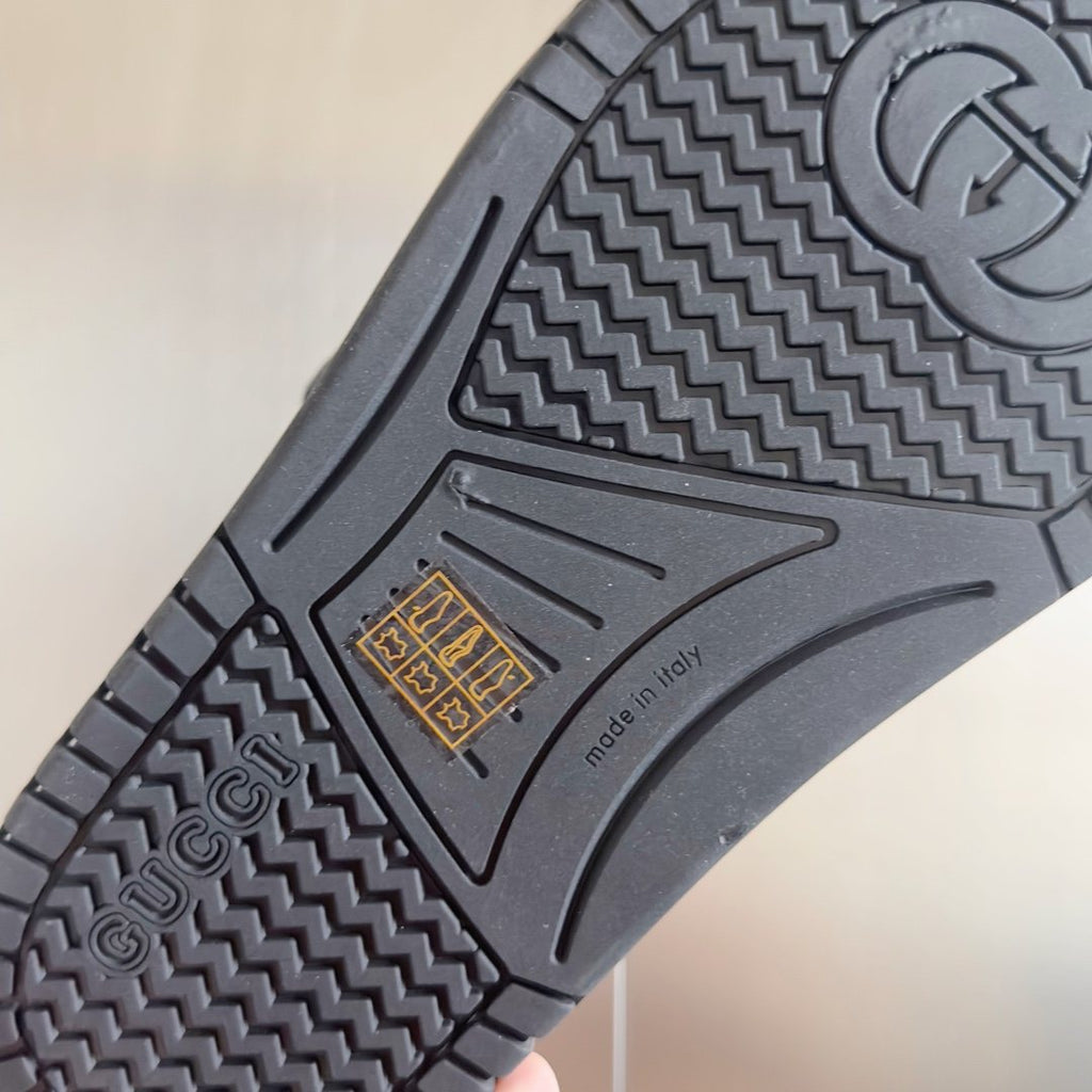 Gucci Monogram Double-Strap Slide Sandals — detail