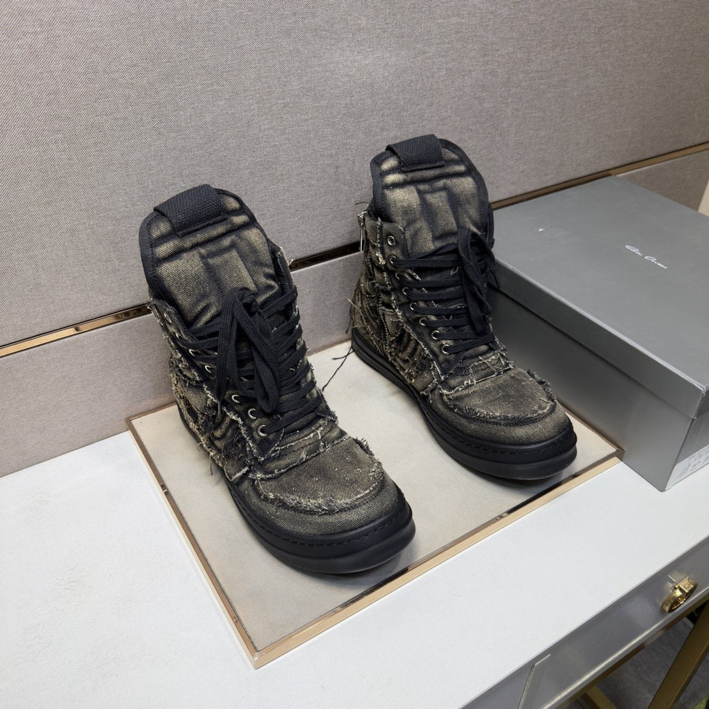 Charcoal Gray and Black High-Top Sneakers — hero