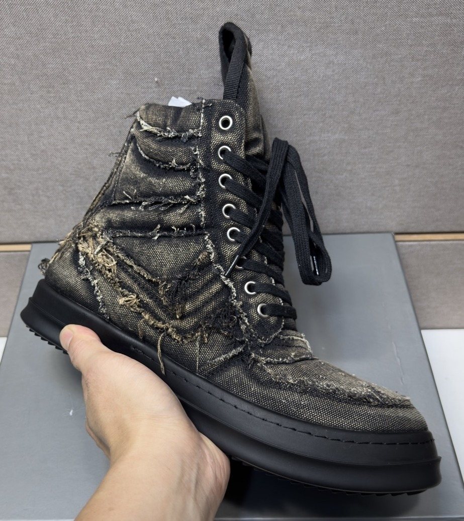 Charcoal Gray and Black High-Top Sneakers — front