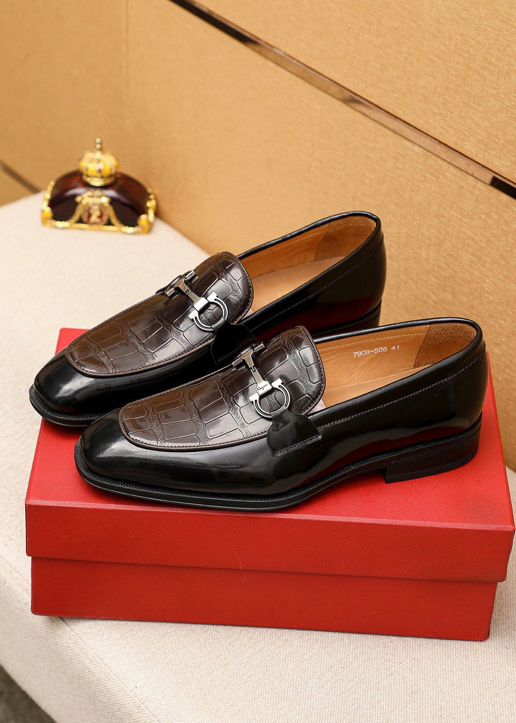 Ferragamo Embossed Bit Loafers — front