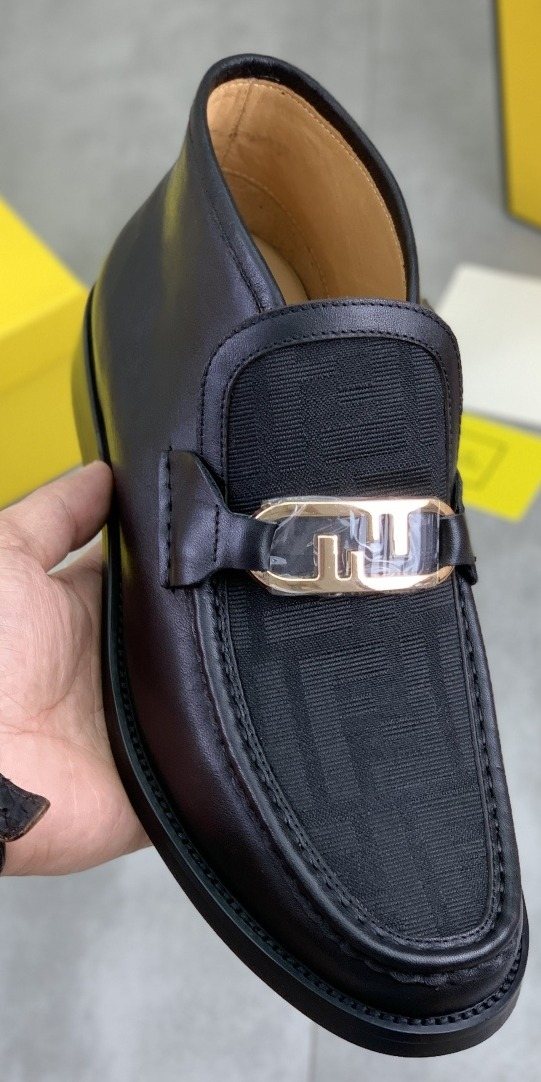 Fendi Black Gold-Tone Detail Ankle Boots — front