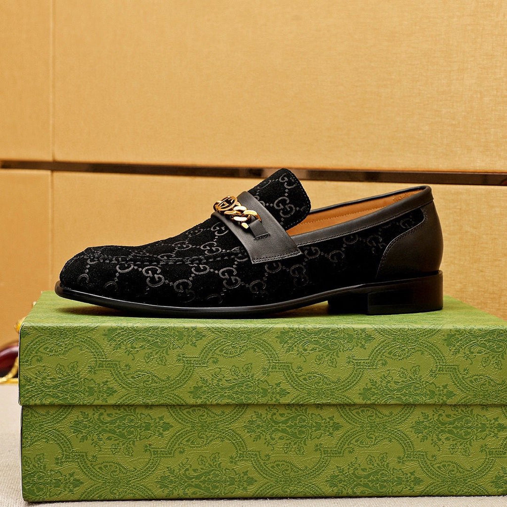 GUCCI Black Patterned Loafers — side