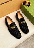 GUCCI Black Patterned Loafers — hero
