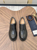 Dior Black Patterned-Collar Lace-Up Shoes — hero