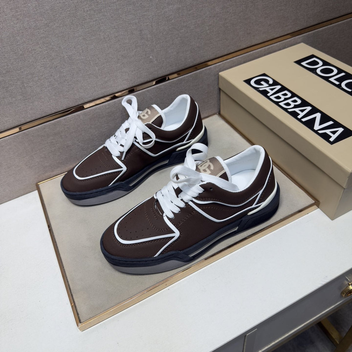 Dolce & Gabbana Dark Brown Trim Sneakers — front