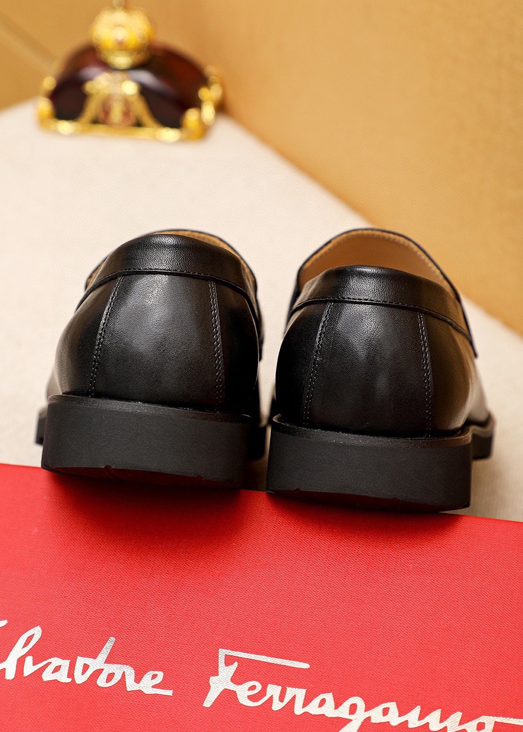 Ferragamo Black Buckle Loafers — back