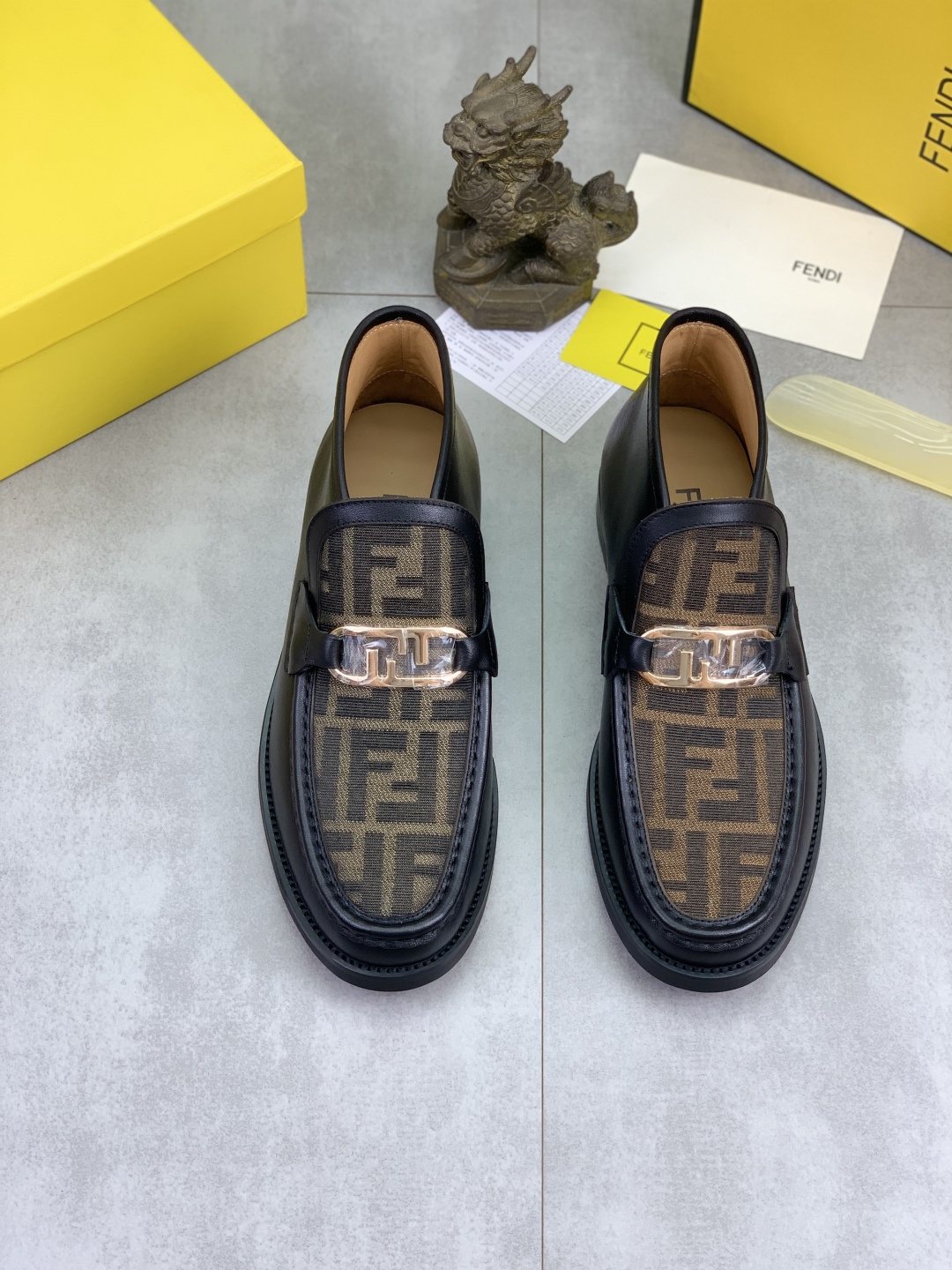 FENDI Black Monogram Vamp Ankle Boots — front