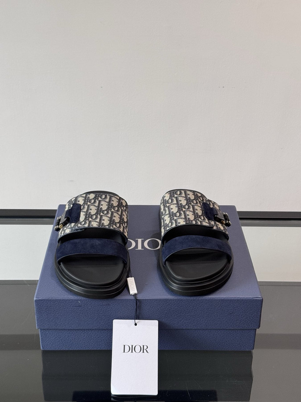Dior Patterned Buckle Slide Sandals — front
