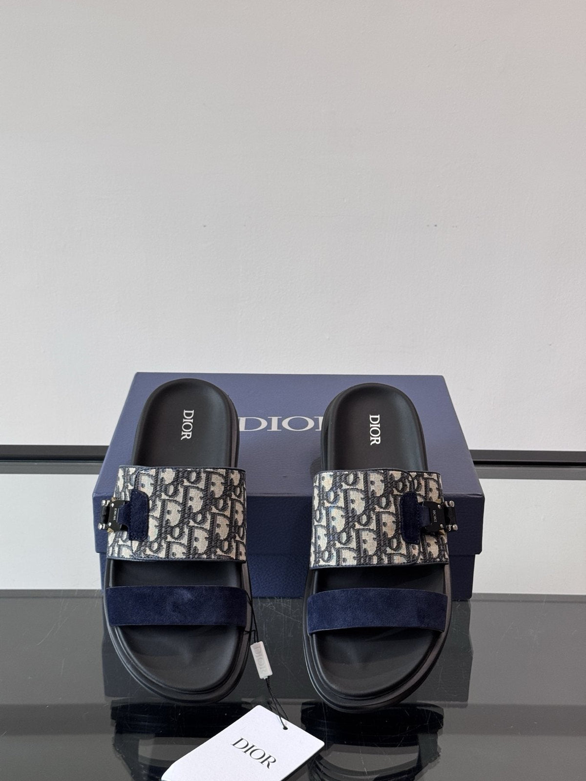 Dior Patterned Buckle Slide Sandals — front